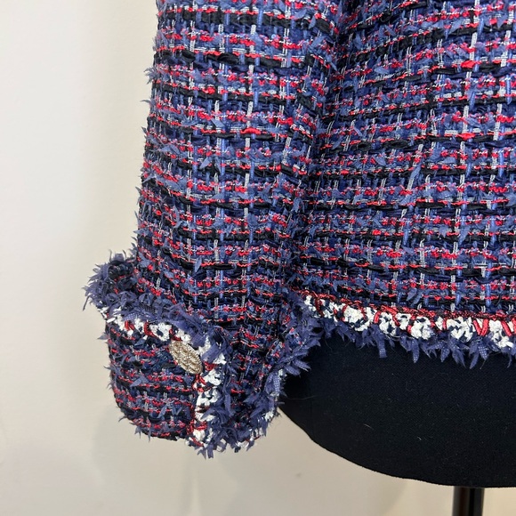 Chanel F/W 2013, Red, Ivory & Navy Tweed Blazer Size FR 34//US Small - Picture 5 of 11